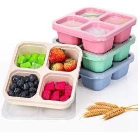 4 Pack Snack Box Containers, 4 Compartment Snack Bento Boxes