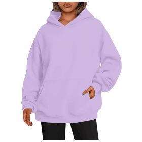 Women's Autumn Thick Hooded Sweater (Option: Light Purple-M)