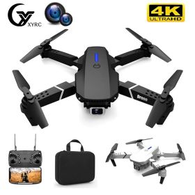 E88 Pro WIFI FPV Drone With Wide Angle HD 4K Camera Height Hold RC Foldable Quadcopter Drone Gift Toy (Color: DualCamera 4K White)