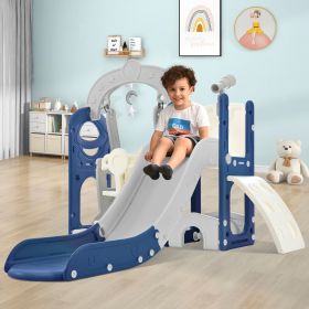 Toddler Slide and Swing Set 5 in 1, Kids Playground Climber Slide Playset with Telescope, Freestanding Combination for Babies Indoor & Outdoor (Color: as Pic)